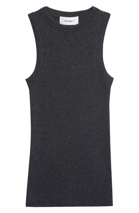 Amya Ribbed Cotton & Cashmere Sleeveless Sweater