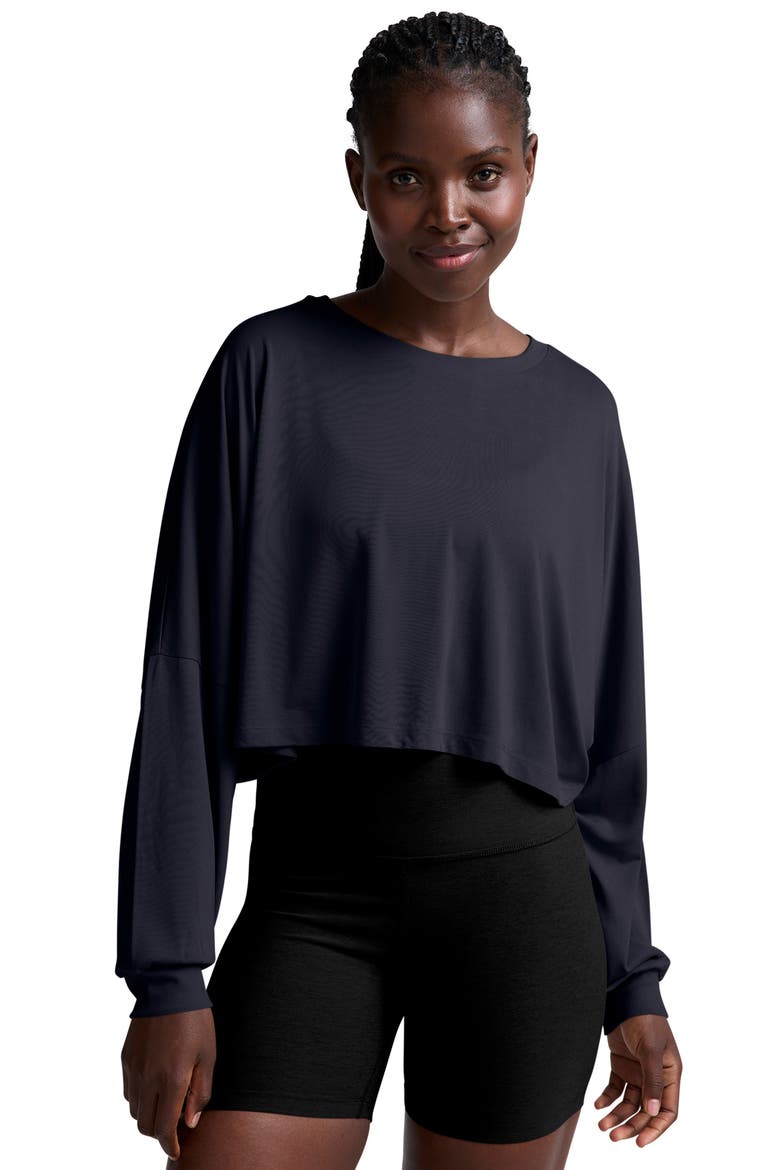 Studio Knit Long Sleeve T-Shirt, Alternate, color, NOCTURNAL NAVY