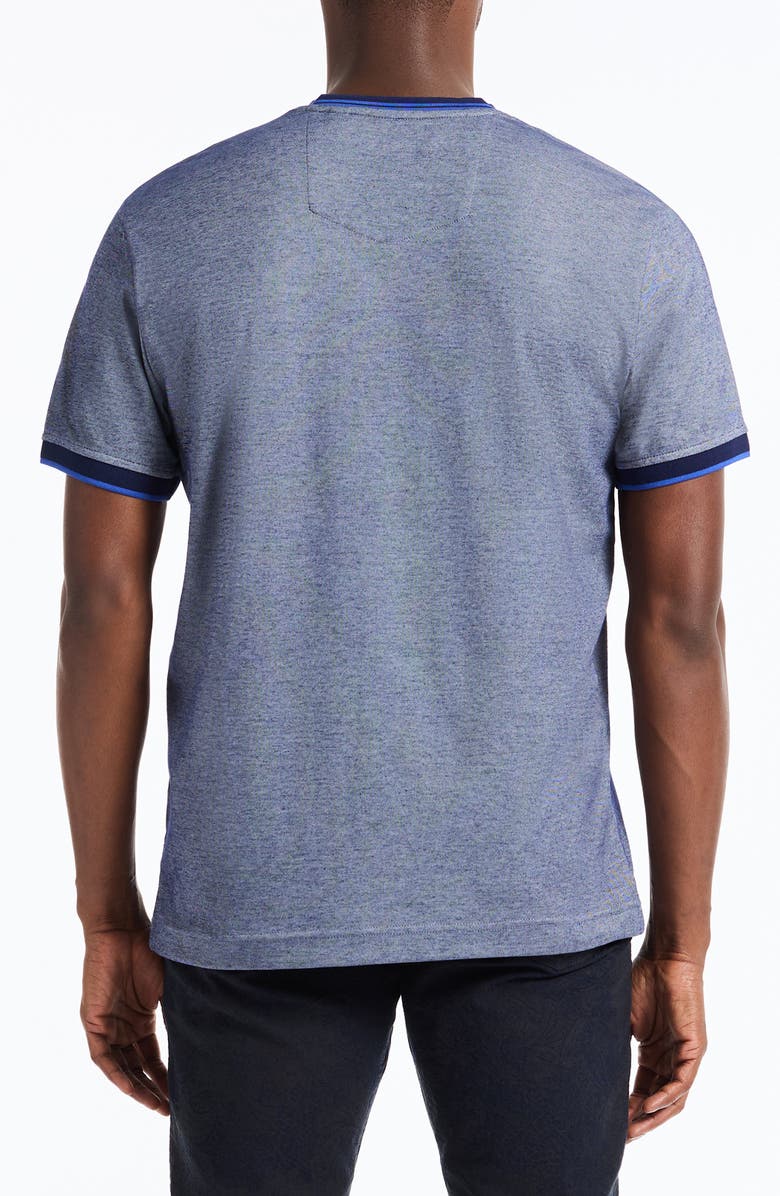 Robert Graham Holton V-Neck Cotton Blend Piqué T-Shirt, Alternate, color, Navy