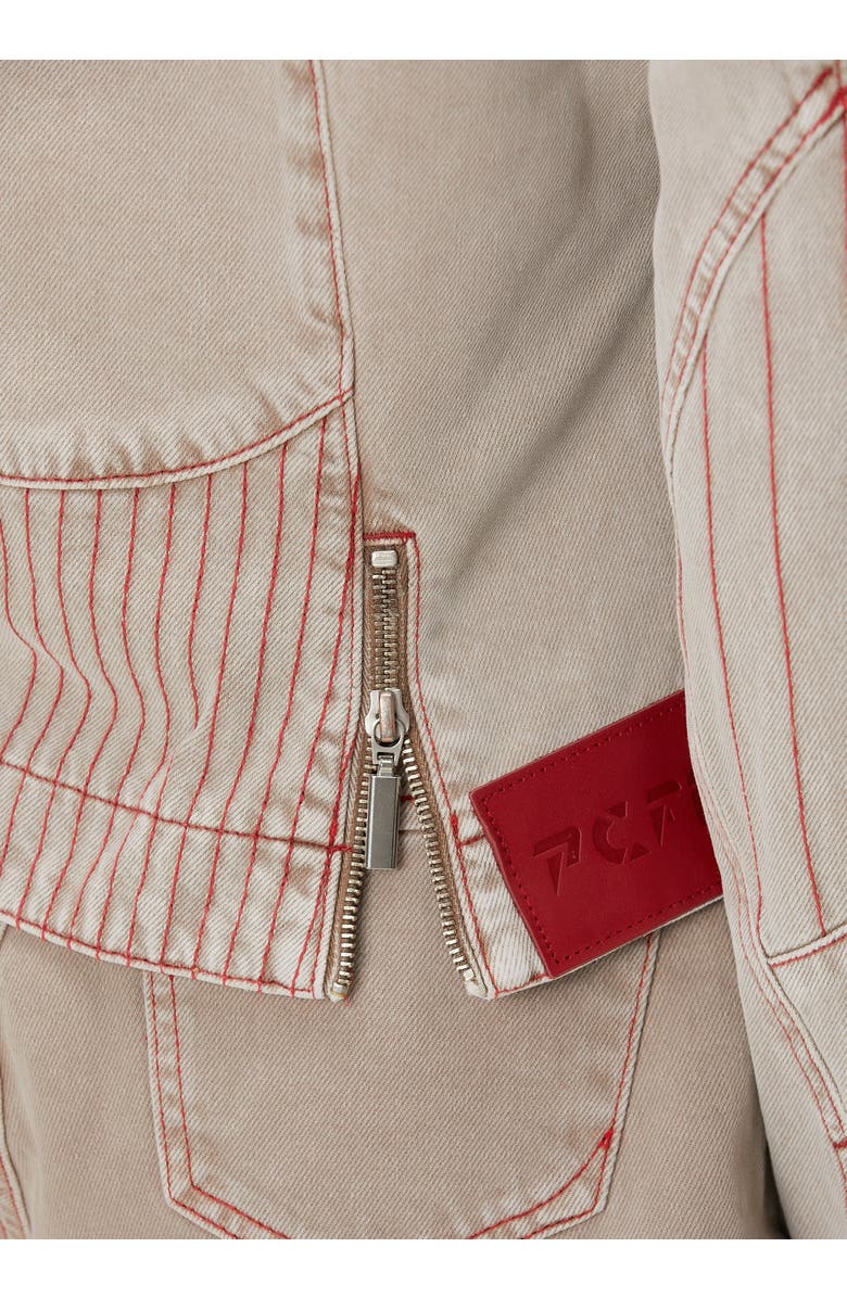 PCFG Pure Cotton Faded Motorcycle Denim Jacket, Alternate, color, Beige