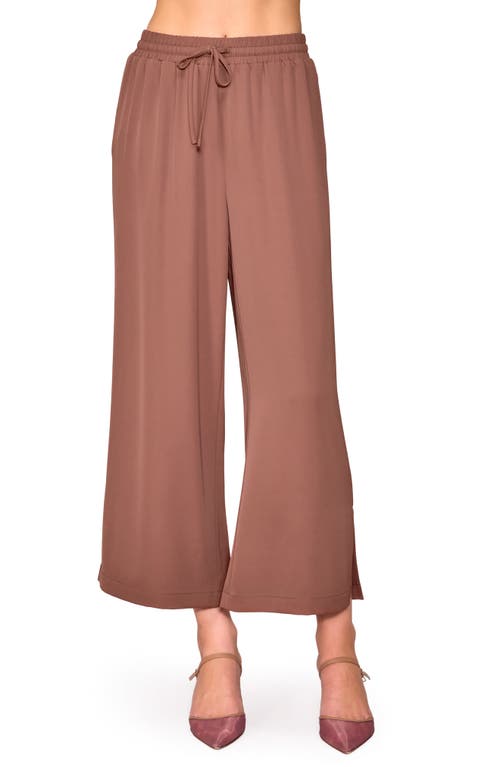 Melloday Crepe Drawstring Pants In Brown