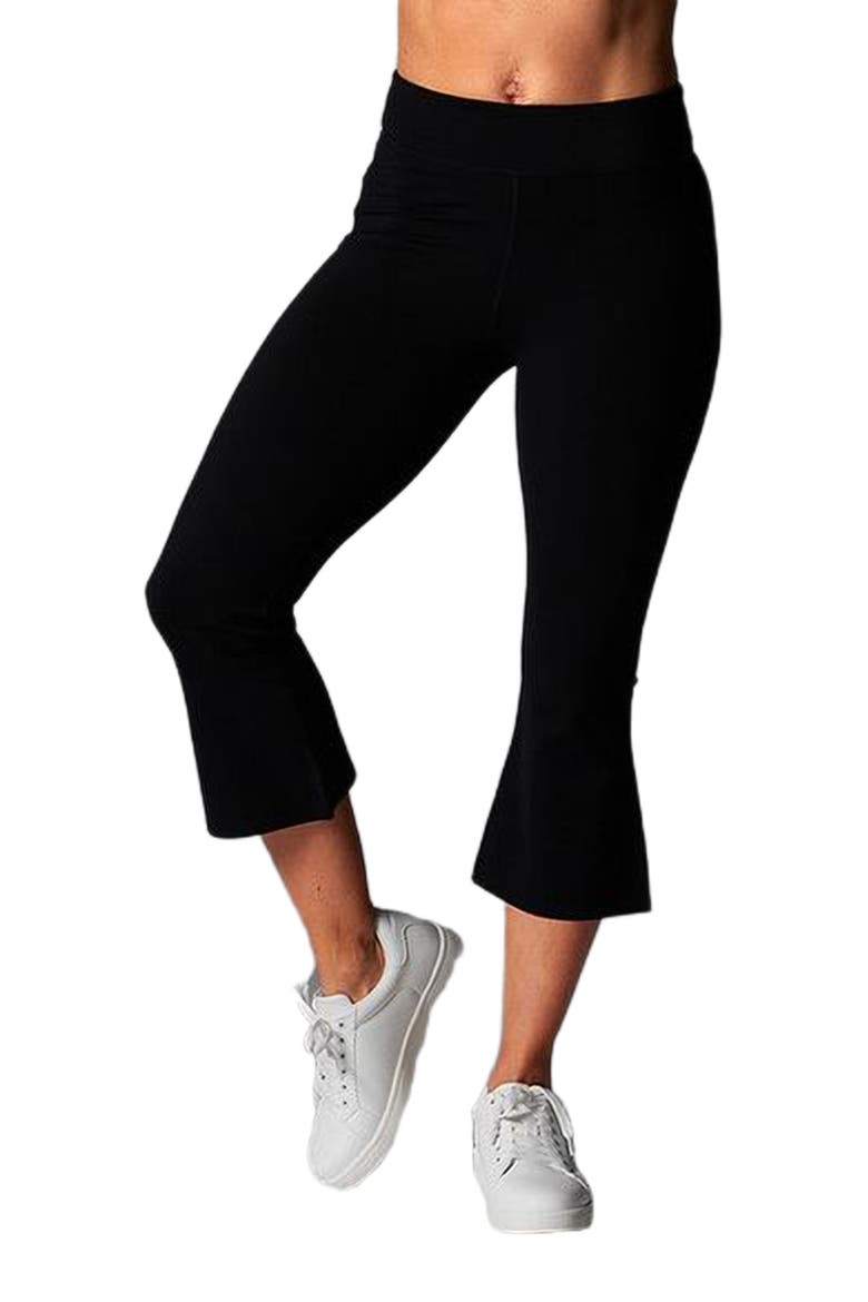 High Waisted Crop Flare Legging, Alternate, color, EBONY