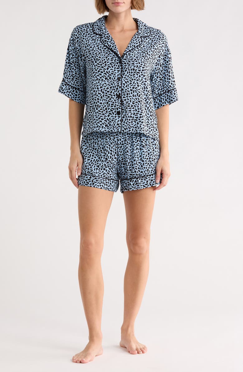 Tart Kine Abstract Print Shorts Pajama, Main, color, Large Pebble Leopard On Blue