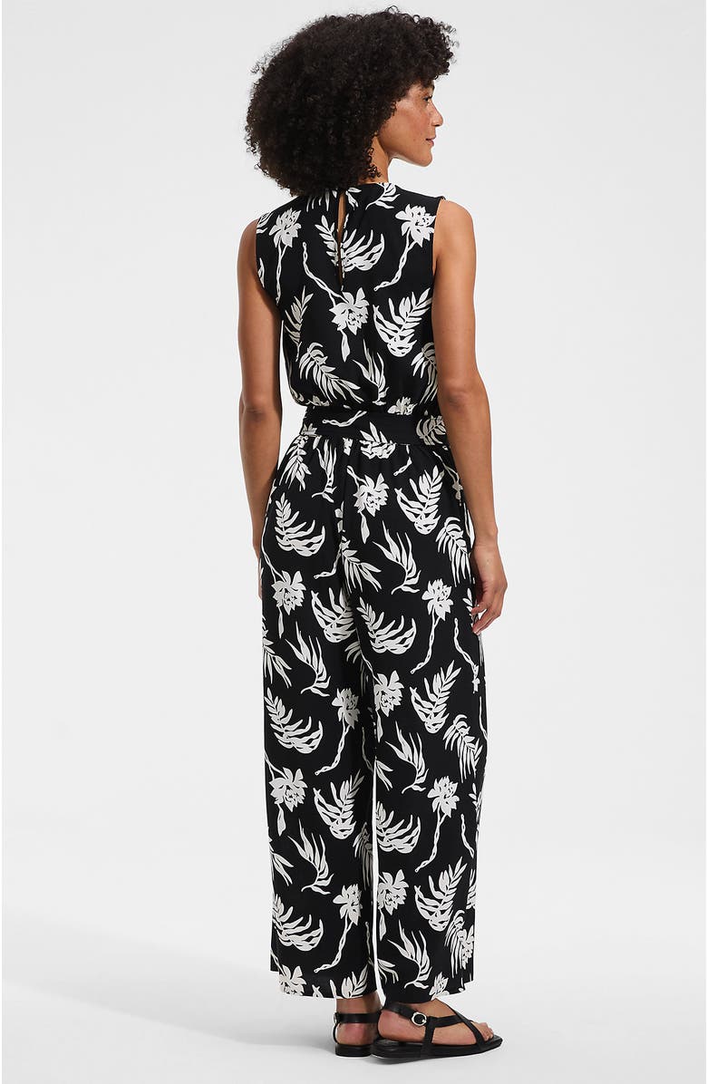 Lands' End Sleeveless Creaseless Wrap Jumpsuit, Alternate, color, Black Tropic Floral