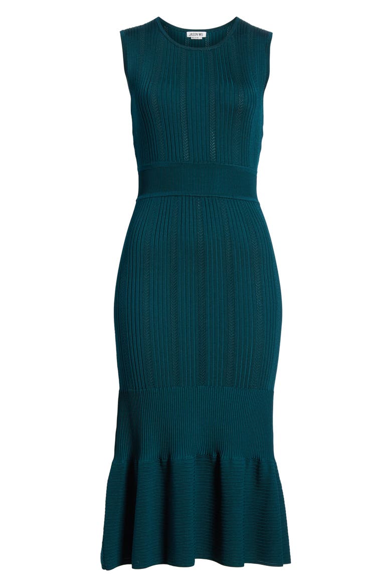 Pointelle Sweater Dress, Alternate, color, SPRUCE