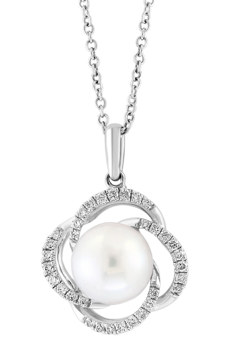 EFFY Sterling Silver 8–9mm Freshwater Pearl & Diamond Pendant Necklace - 0.15ct., Alternate, color, 