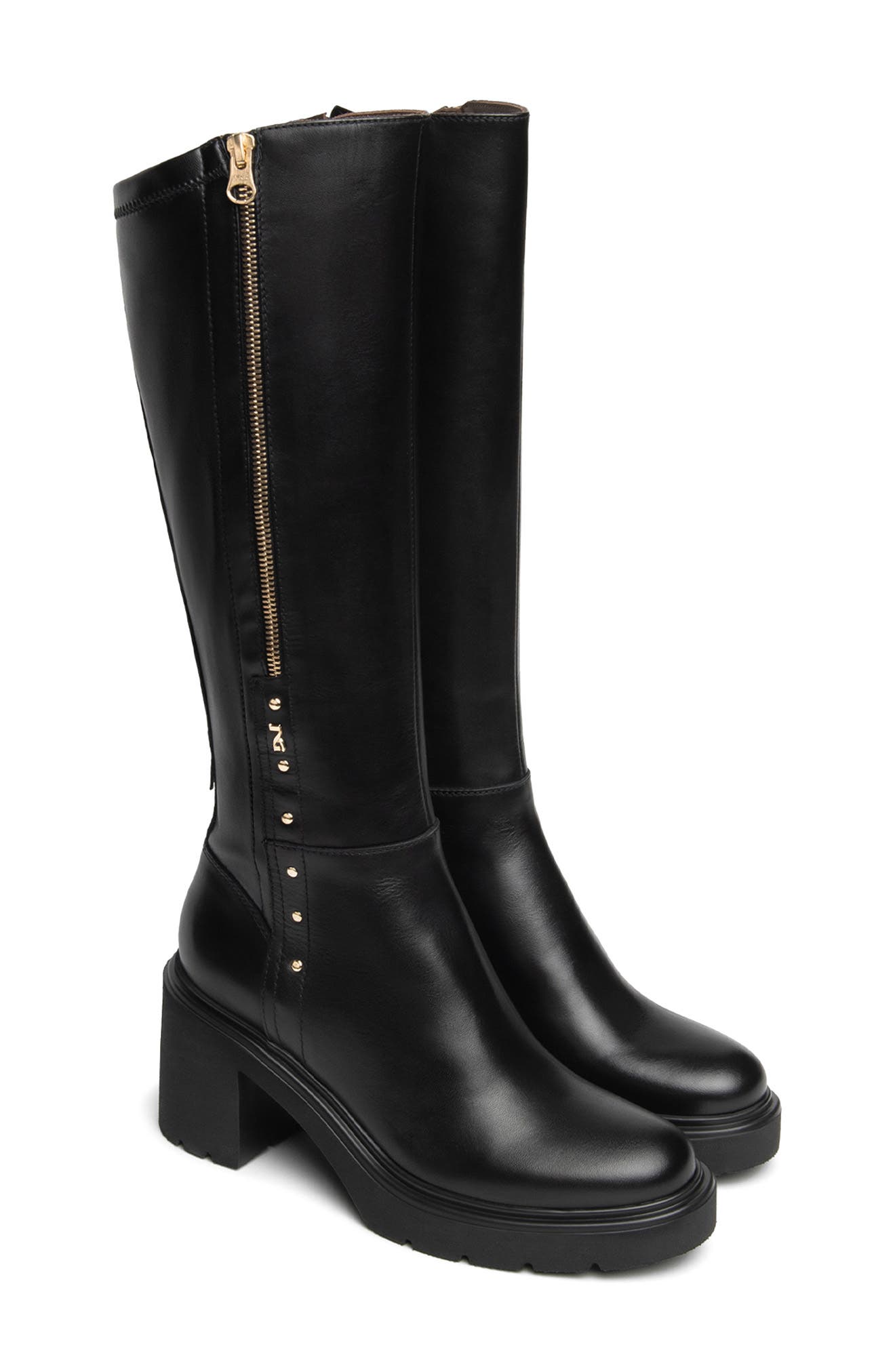 Knee High Block Heel Boot, Main, color, BLACK