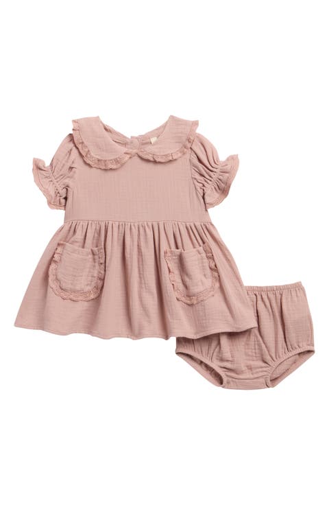 Kids' Marisol Lace Trim Dress & Bloomers Set (Baby & Toddler)