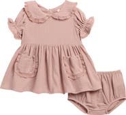 QUINCY MAE Kids' Marisol Lace Trim Dress & Bloomers Set