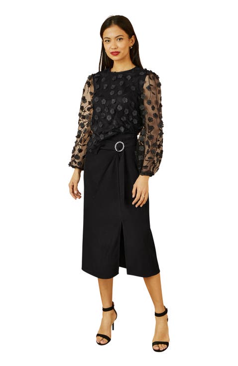 Long Sleeve Sheer Floral Top