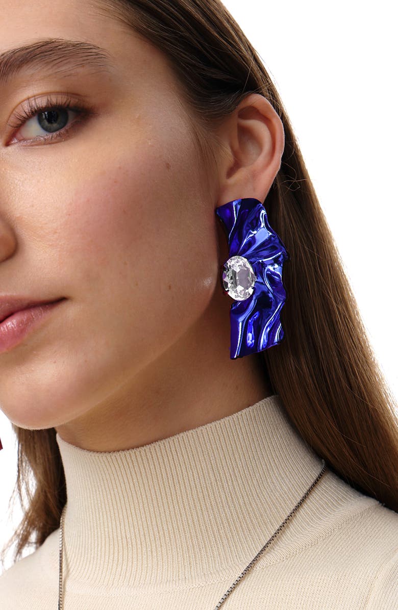 Sterling King Pleat Crystal Earrings, Alternate, color, 