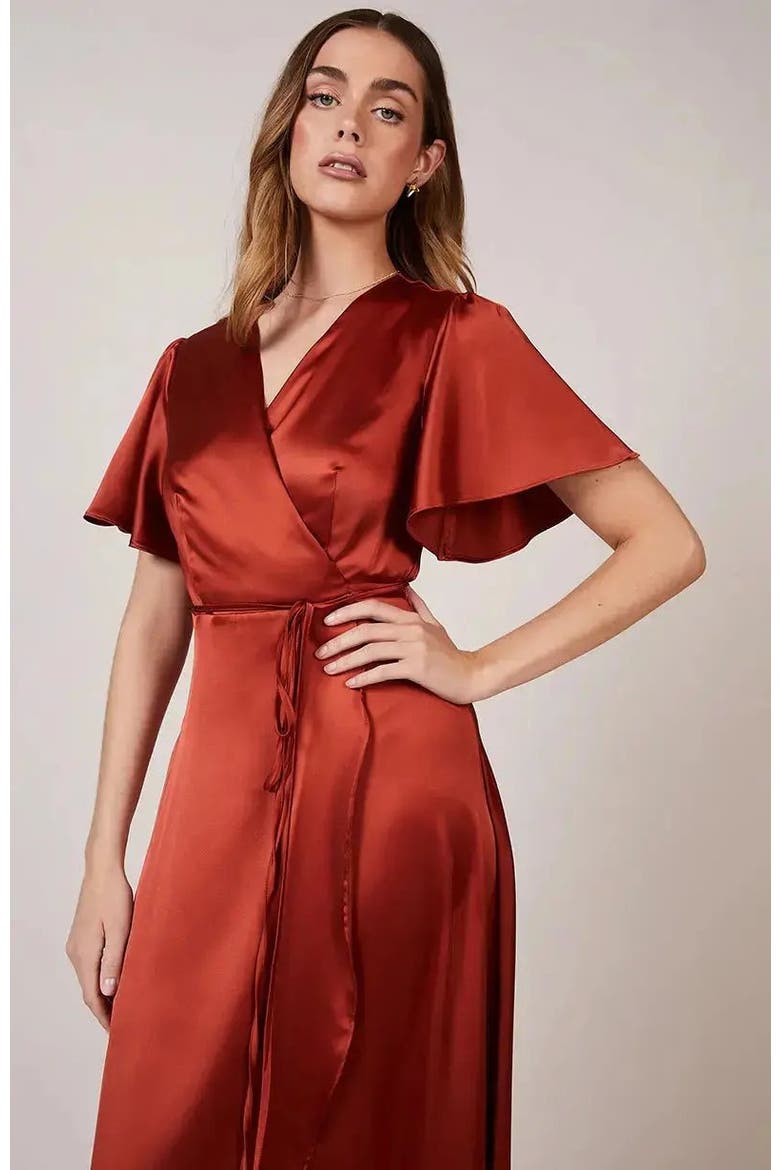 Florence Waterfall Hem Dress, Alternate, color, Burnt Orange