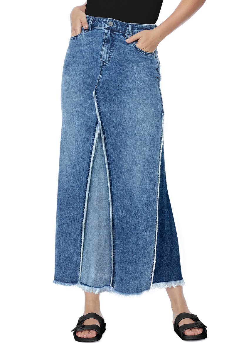 Wash Lab Mix Denim Maxi Skirt, Main, color, BLUSH BLUE