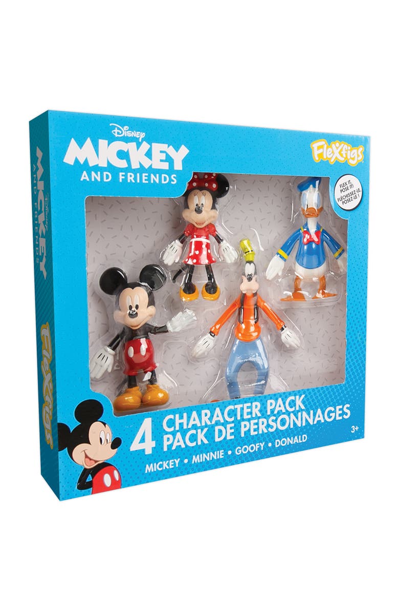 FleXfigs Mickey Mouse 4 Character Pack Disney Action Figures, Ages 3+, Alternate, color, 