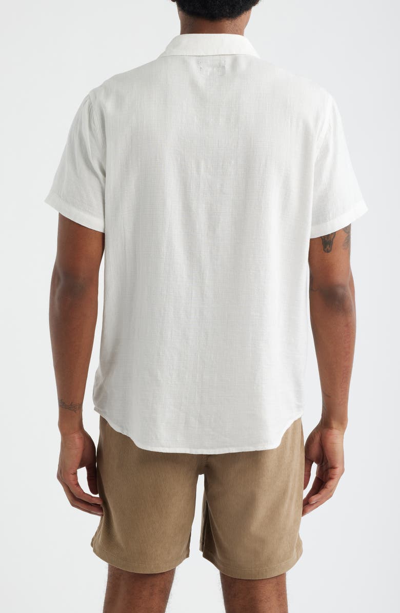 Brixton Charter Short Sleeve Slub Button-Up Shirt, Alternate, color, Off White