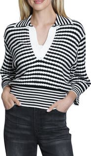 APNY Stripe Three-Quarter Sleeve Sweater