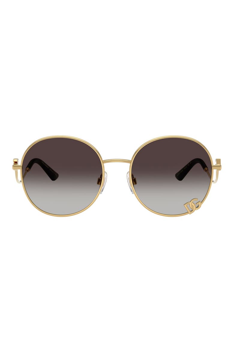 56mm Gradient Round Sunglasses, Main, color, GOLD / GREY GRADIENT