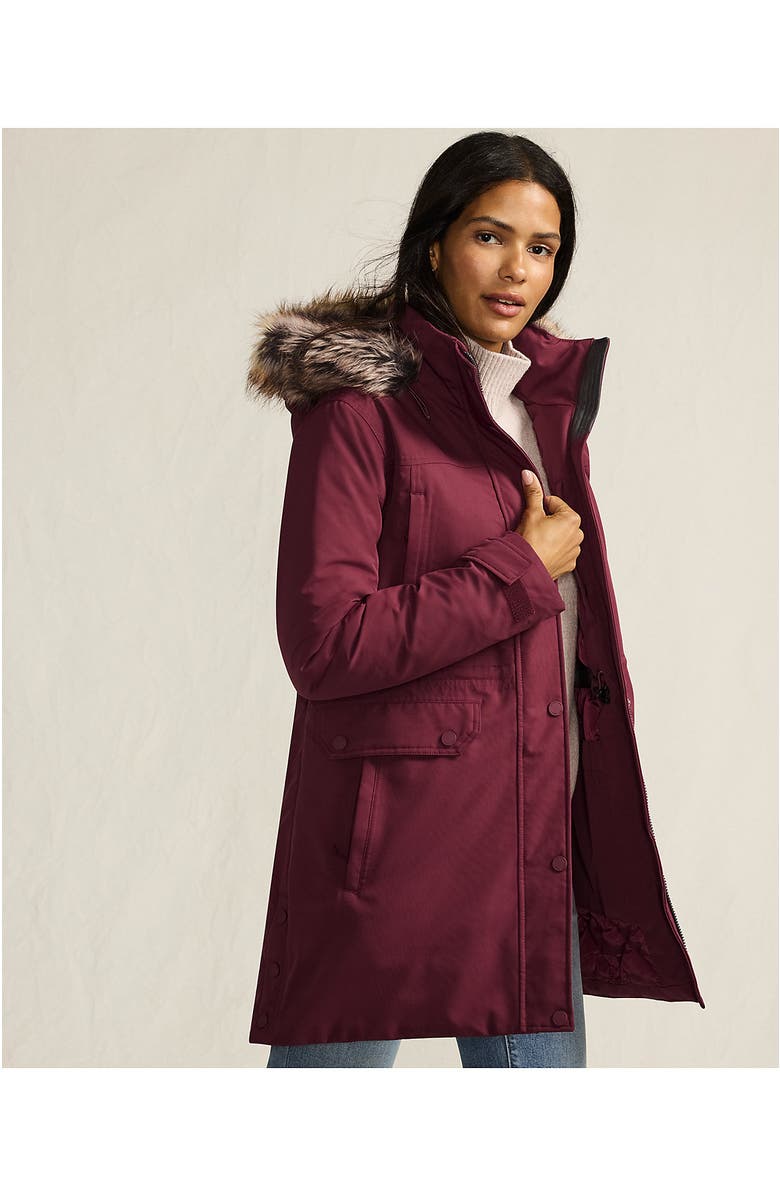 Lands' End Expedition Waterproof Down Winter Parka with Faux Fur Hood, Alternate, color, Burgundy Spritz