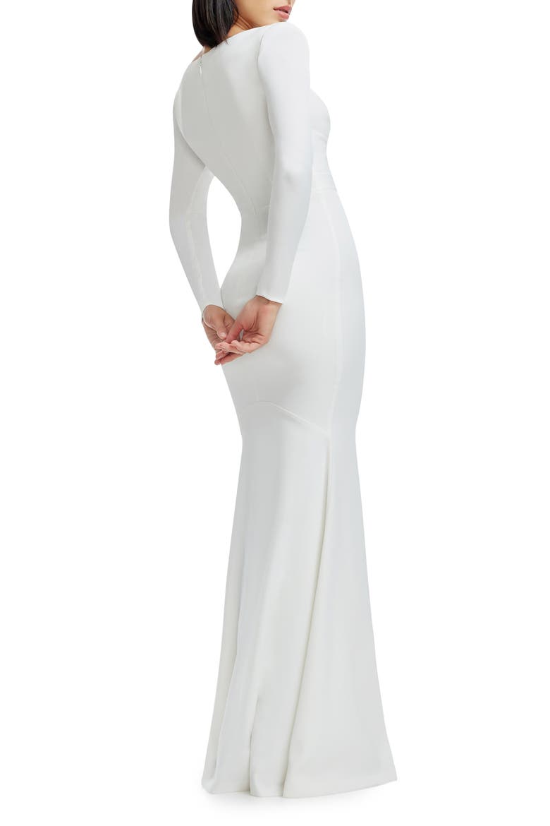 Delores Long Sleeve Evening Gown, Alternate, color, ANTIQUE WHITE