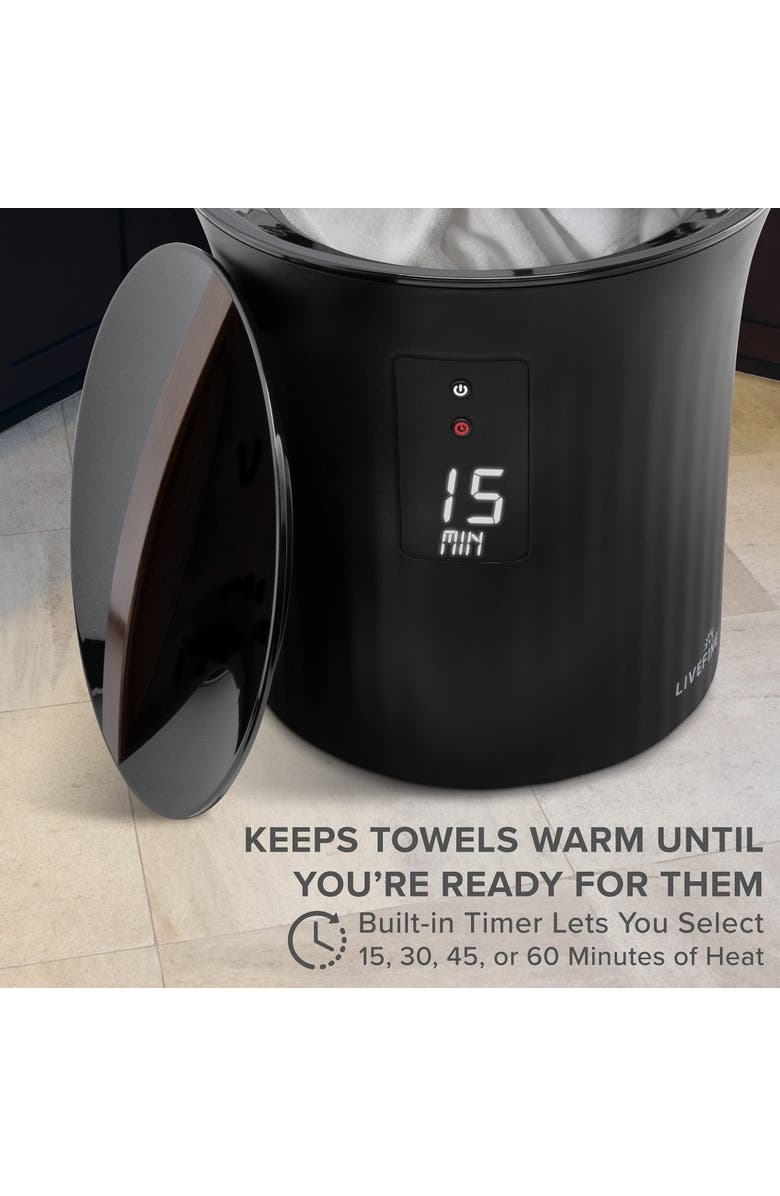 Live Fine Small Bucket Style Towel Warmer, Alternate, color, Black