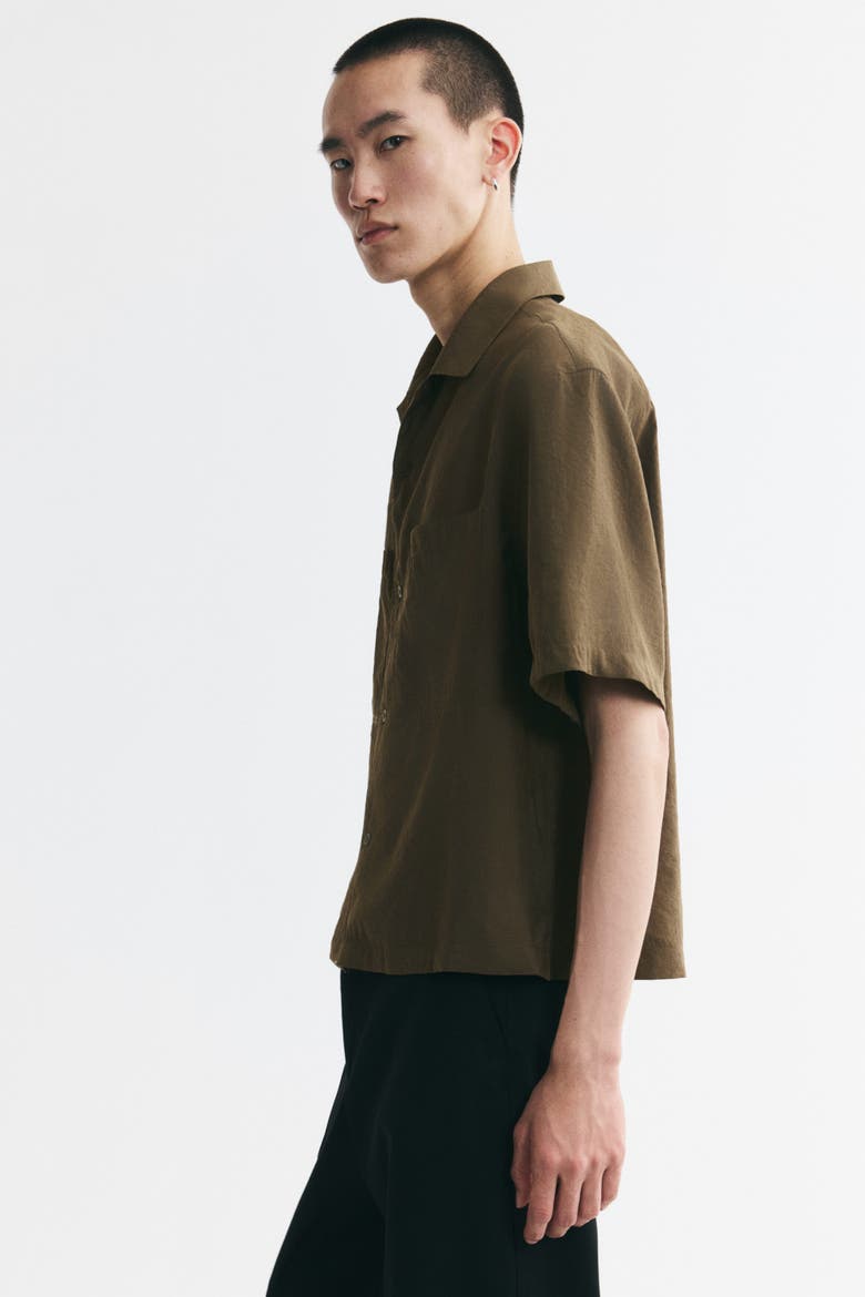 Relaxed-fit Modal-blend Resort Shirt, Alternate, color, Dark khaki green
