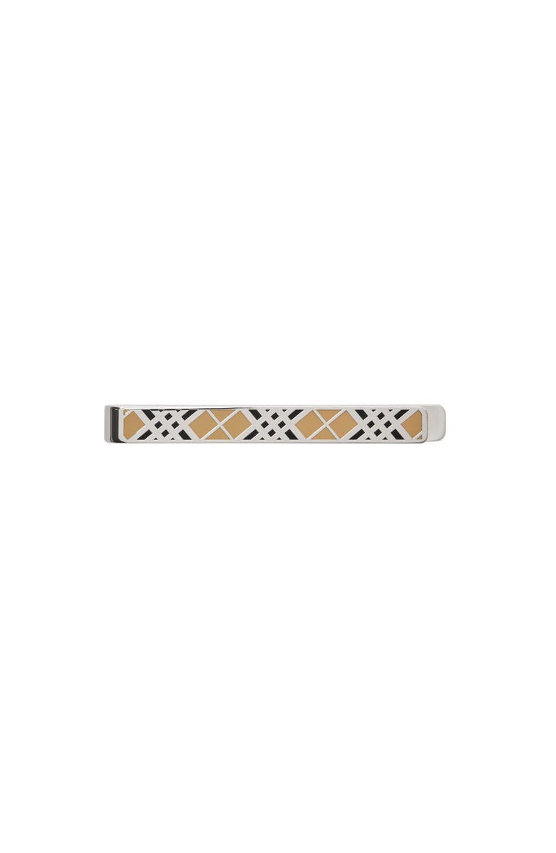 Burberry Enamel Check Tie Bar, Main, color, Silver