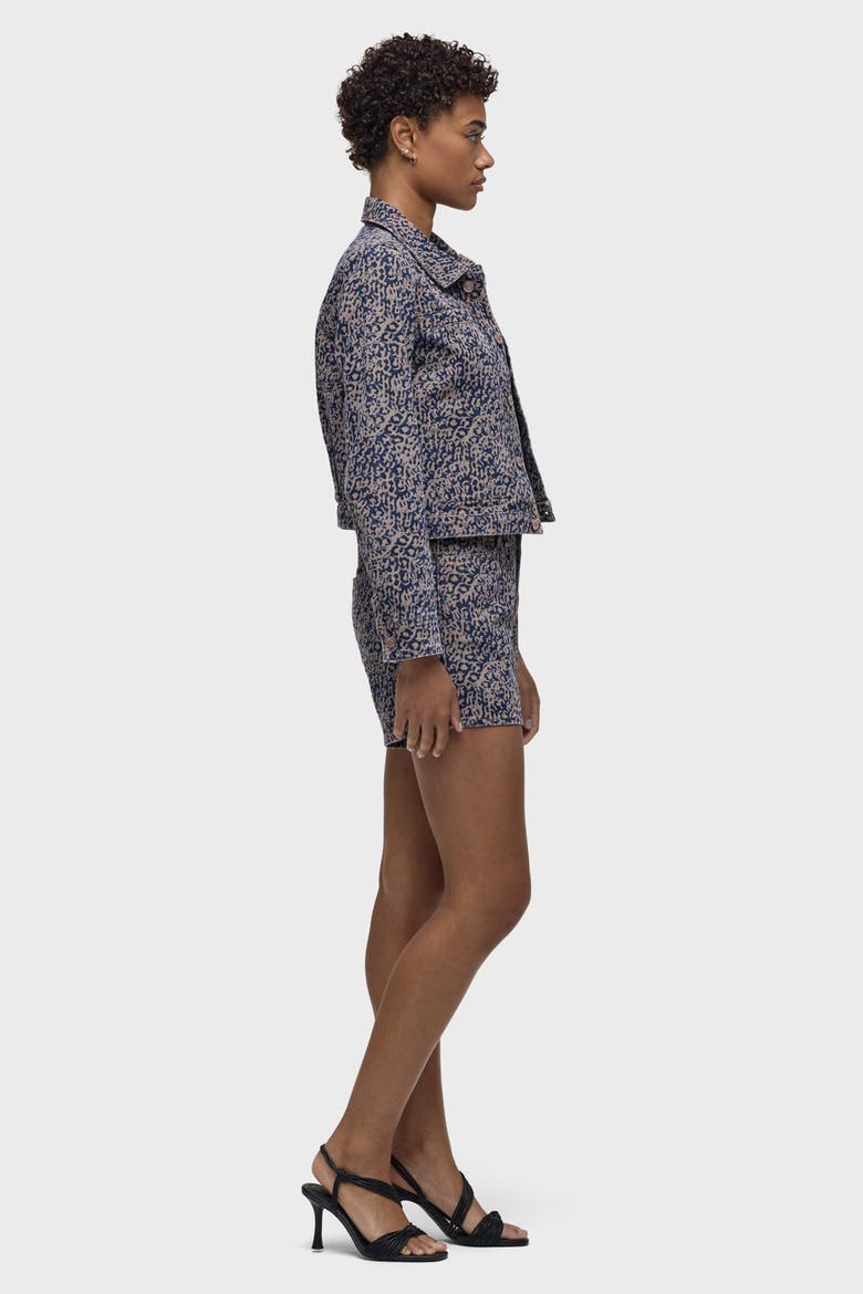 Liza Trucker Jacket, Alternate, color, INDIGO LEOPARD