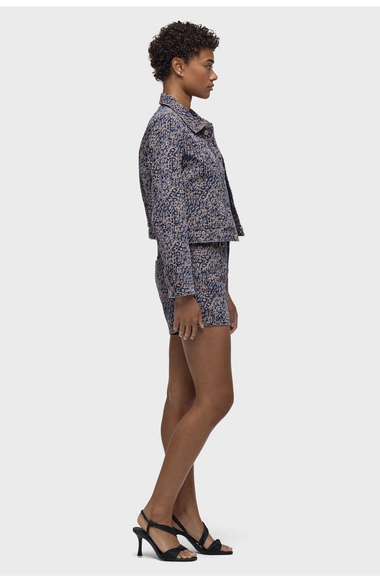 Hudson Jeans Liza Trucker Jacket, Alternate, color, Indigo Leopard