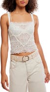 Free People Love and Lace Semi Sheer Crop Camisole
