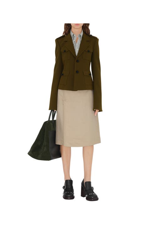 Burberry Nylon Wool Blend Tailored Jacket In Furrow