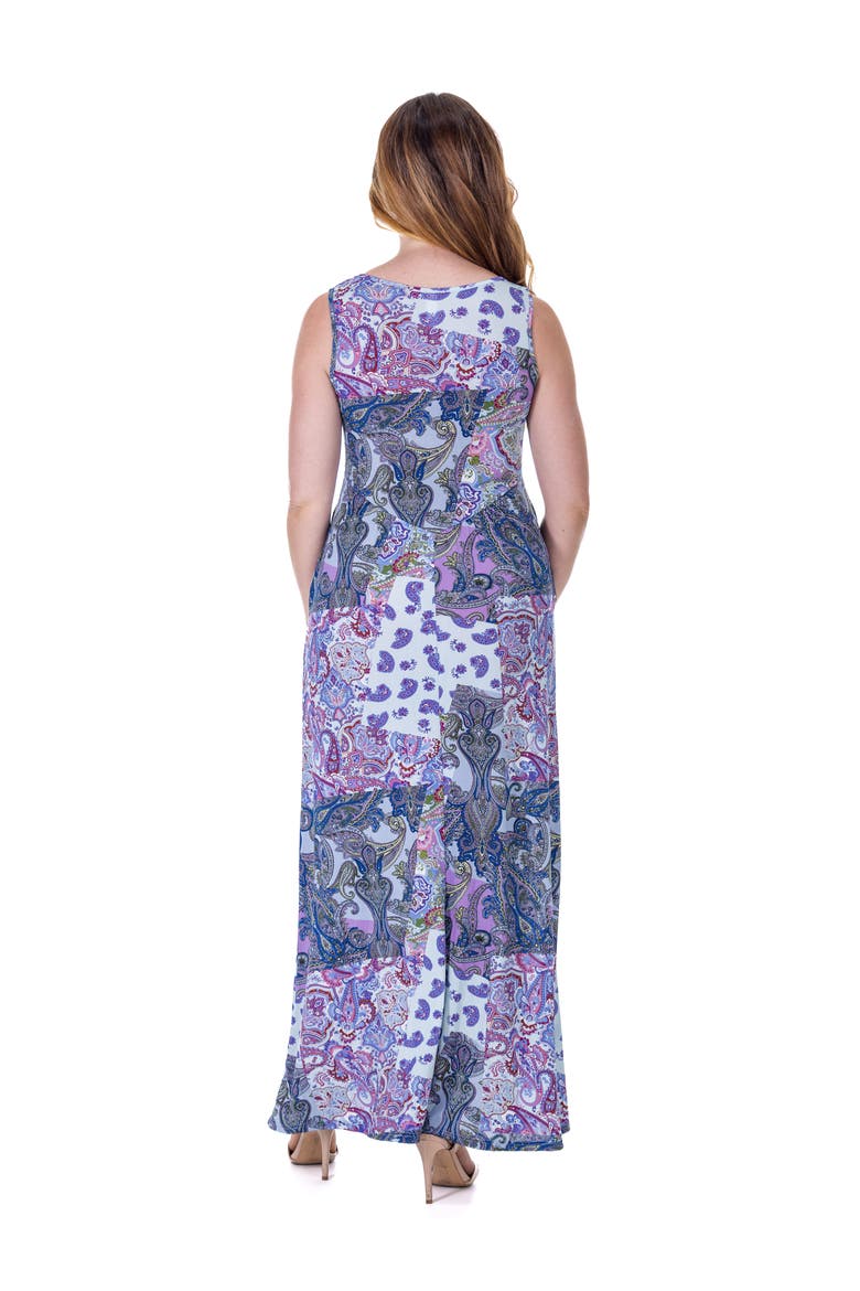 Paisley Sleeveless V-Neck Maxi Dress With Pockets, Alternate, color, Purple Multi