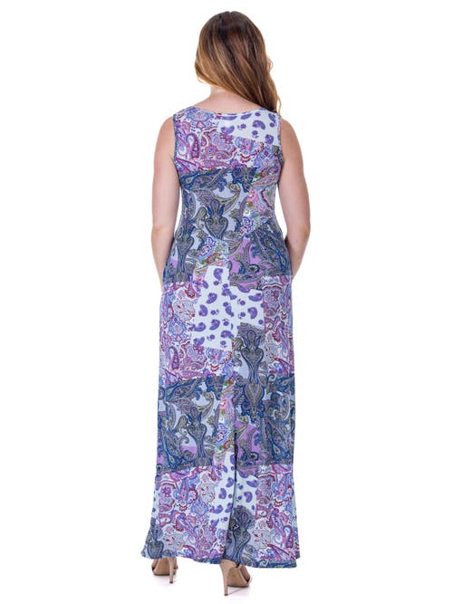 24seven Comfort Apparel Paisley Sleeveless V-neck Maxi Dress With Pockets In Multi