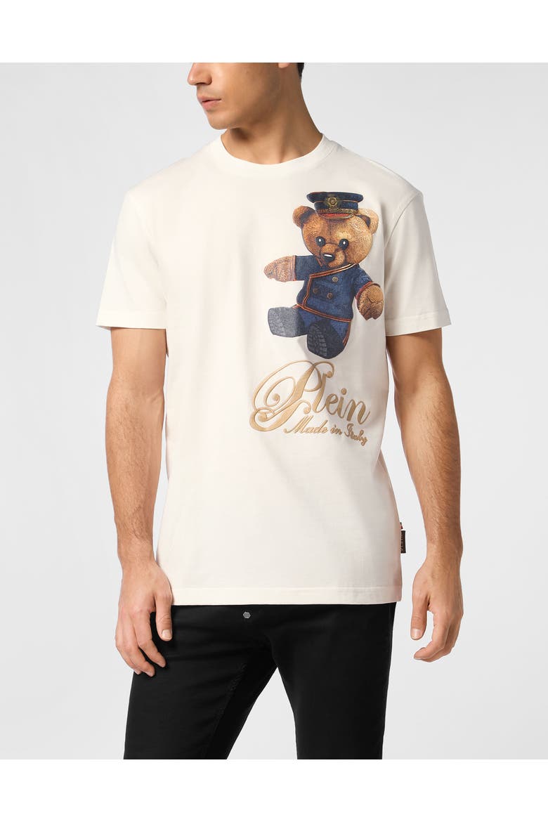T-Shirt Round Neck Ss Teddy Men, Main, color, OffWhite