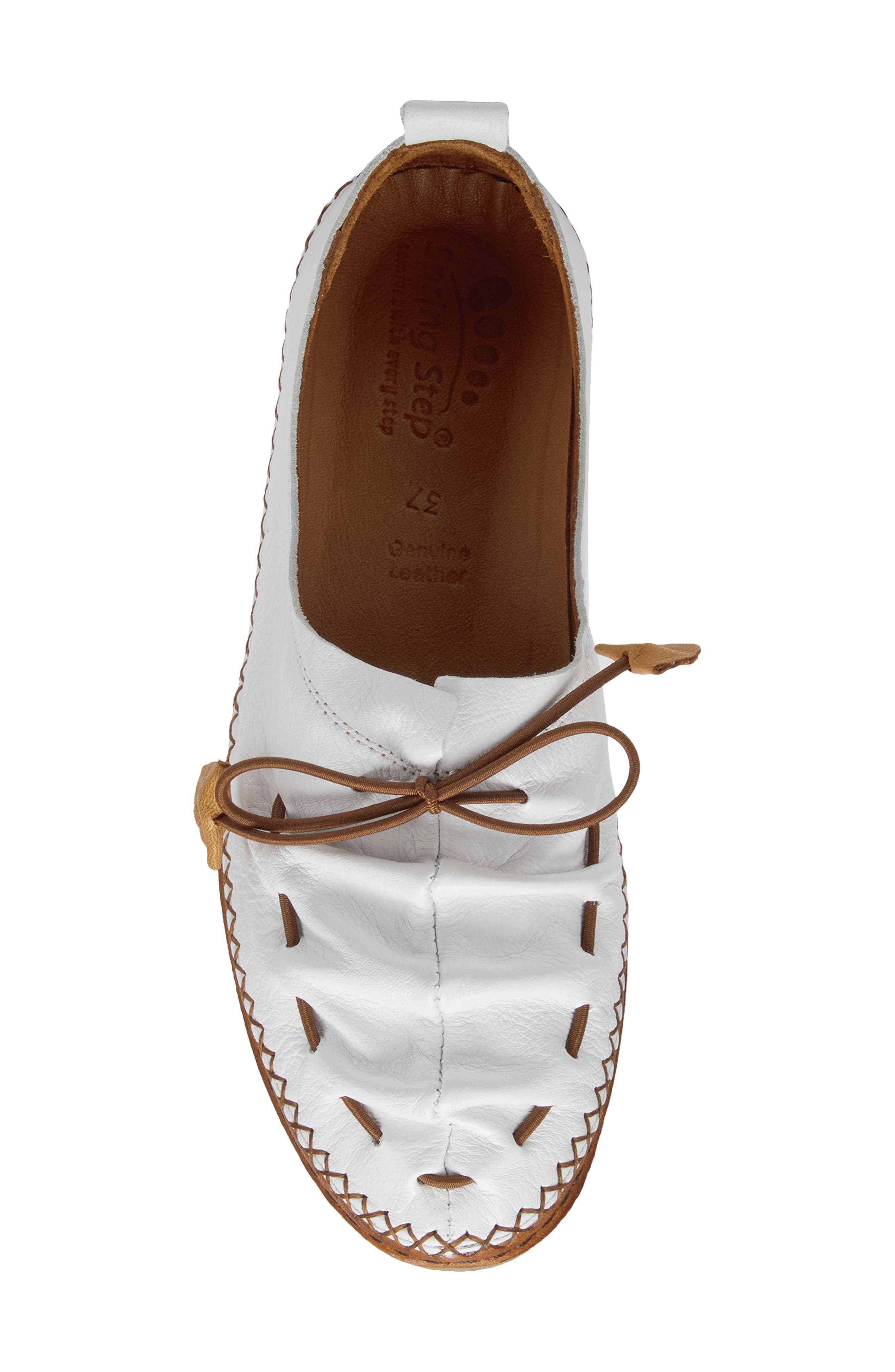 Spring Step Berna Flat, Alternate, color, White Leather