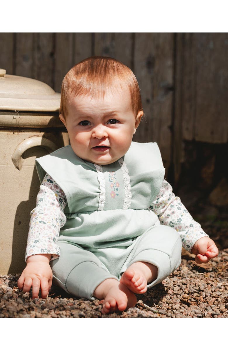 Deux par Deux Organic Cotton Bodysuit and Sleeveless Overalls Set, Main, color, Jade Green