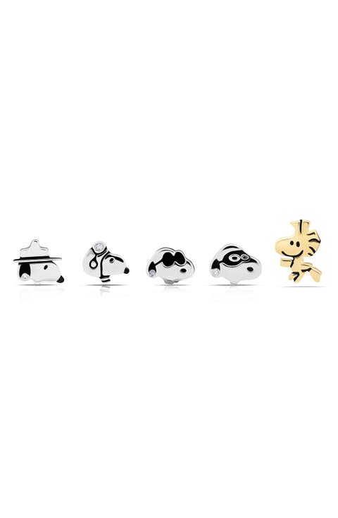 x Peanuts® Snoopy & the Gang Set of 5 Assorted Single Stud Earrings