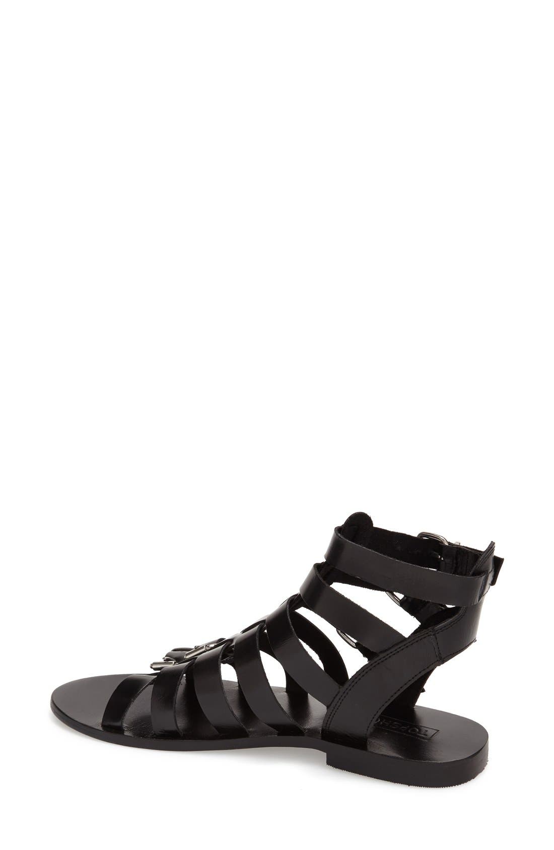 'Favorite' Flat Gladiator Sandal, Alternate, color, BLACK