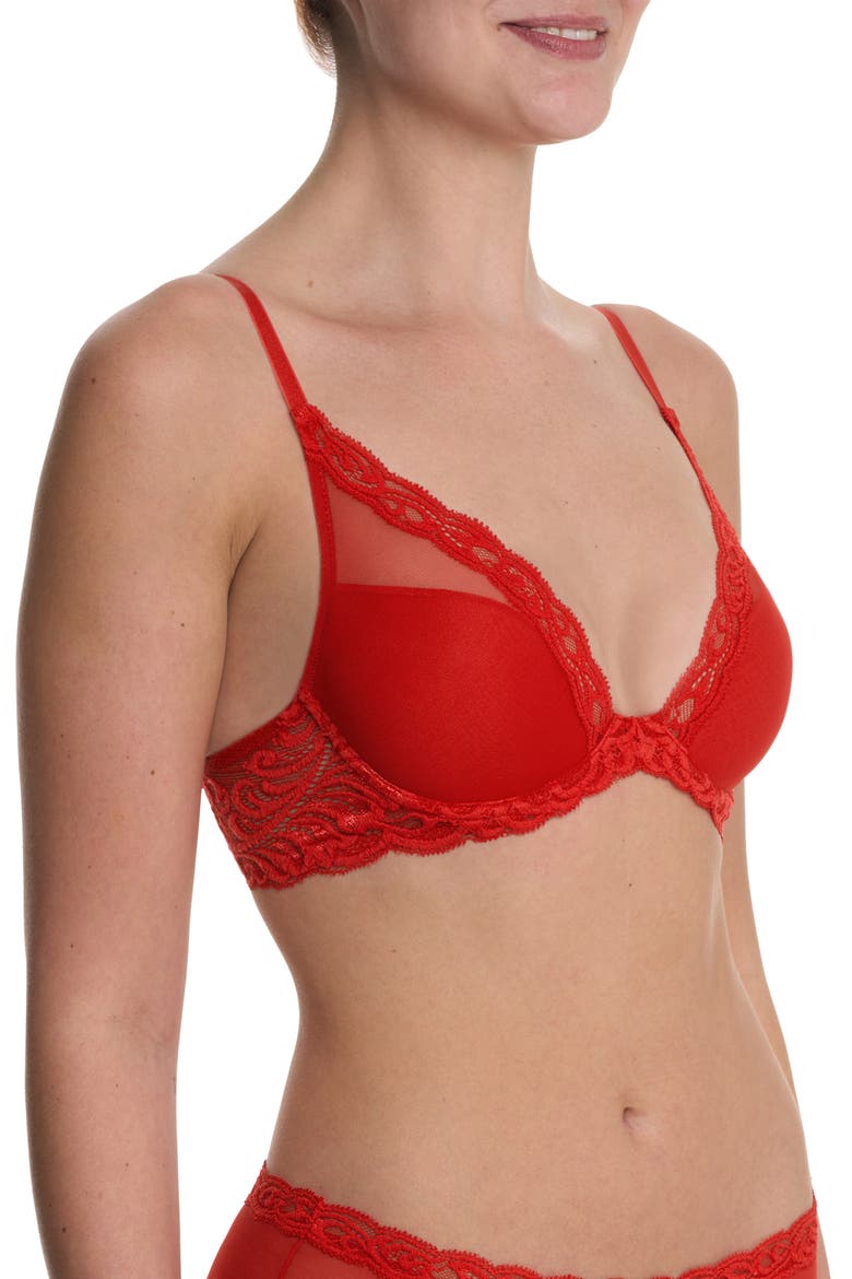 Feathers Plunge T-Shirt Basics Bra, Alternate, color, PAPRIKA