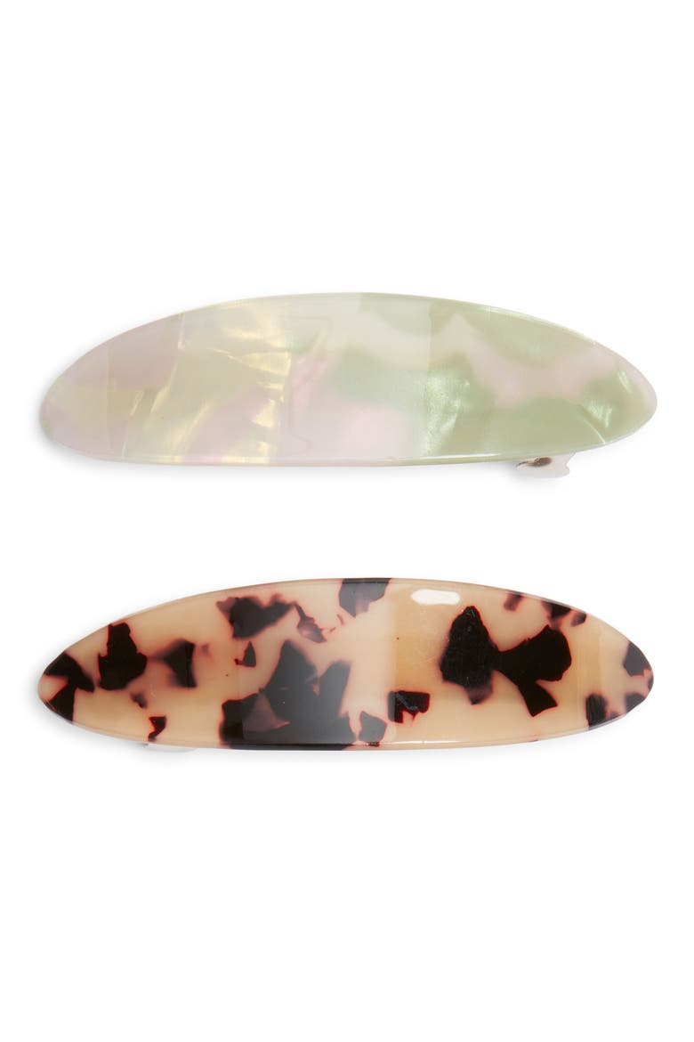 2-Pack Barrettes, Main, color, IVORY- BROWN