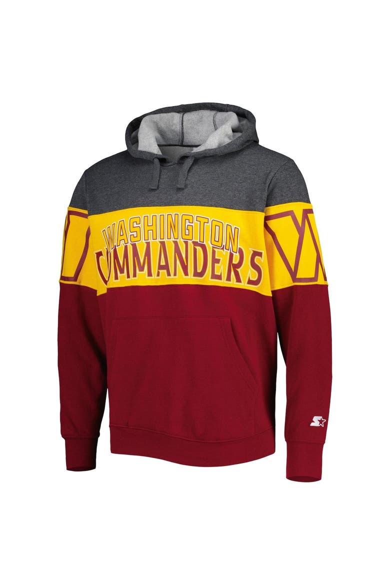 Men's Starter Heather Charcoal/Burgundy Washington Commanders Extreme Pullover Hoodie, Alternate, color, Gray