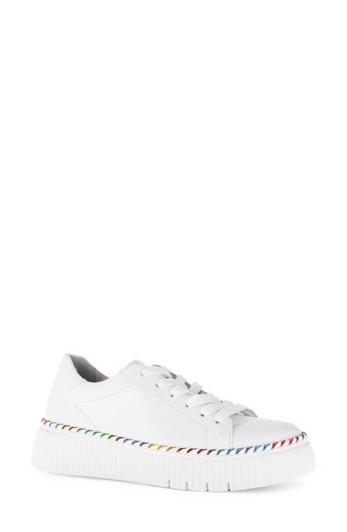 Gabor Rainbow Whipstitch Sneaker In White