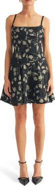 Arose Studio Belle Metallic Floral Jacquard Cocktail Minidress