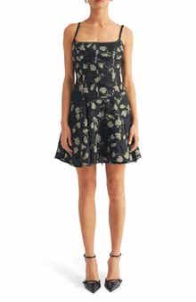 Arose Studio Belle Metallic Floral Jacquard Cocktail Minidress