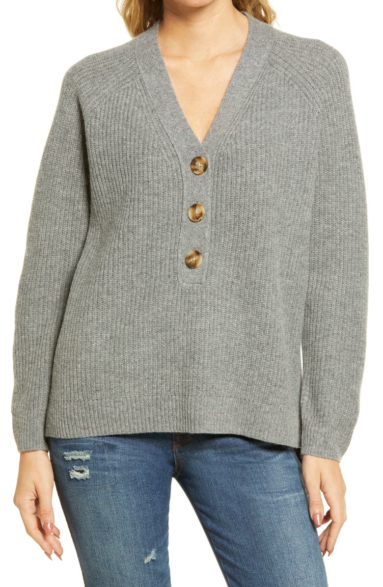 Madewell Lyle Rib Henley Sweater, Main, color, 