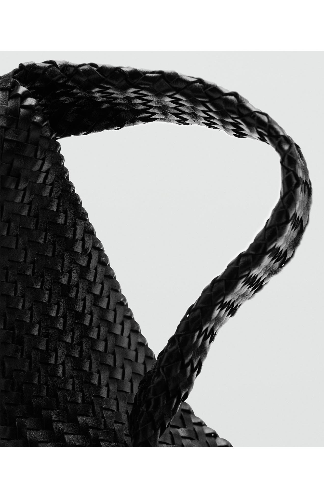 MANGO Braided Leather Bucket Bag, Alternate, color, 