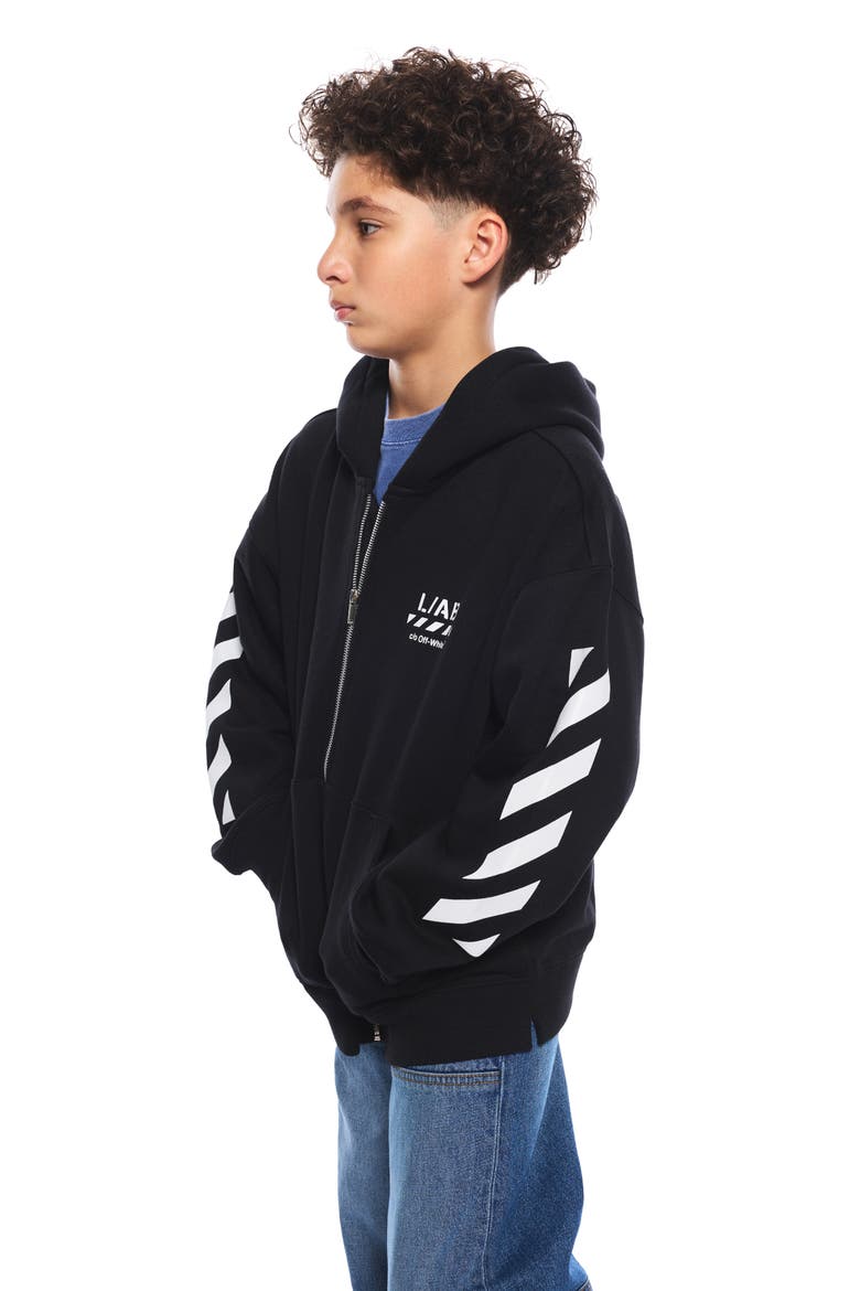 Kids' Diag Full Zip Graphic Hoodie, Alternate, color, BLACK