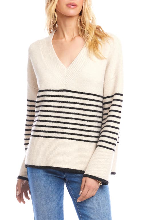 Karen Kane Stripe V-neck Sweater In Multi