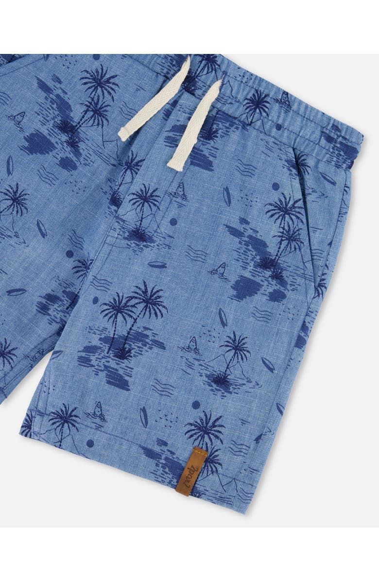 Deux par Deux Boy's Printed Chambray Short Pale Blue And Navy, Alternate, color, 