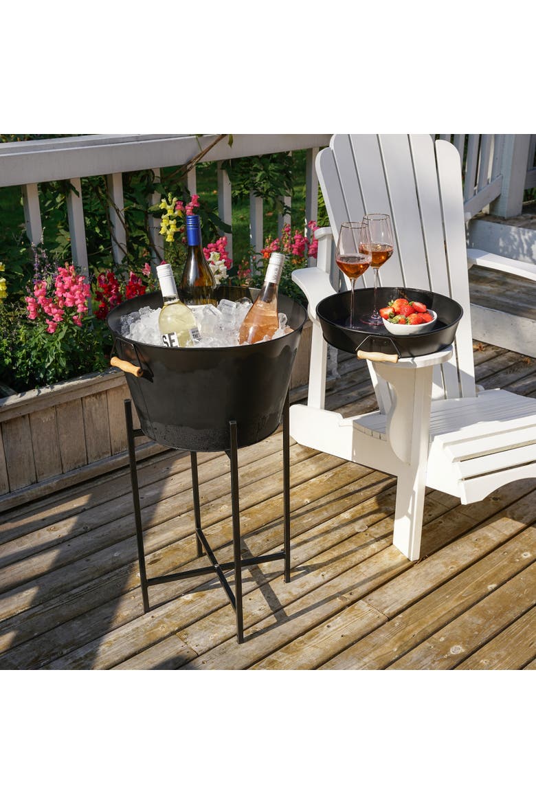 Beverage Tub with Stand & Tray in Black, Alternate, color, Black