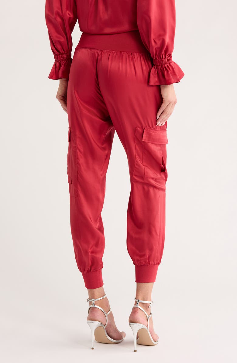 Cinq à Sept Giles Cupro Crop Cargo Joggers, Alternate, color, Red Currant